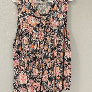 Torrid Black Floral Sleeveless Blouse
